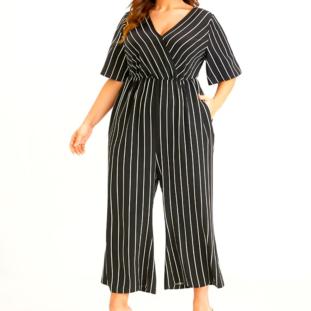 NWT BloomChic Asymetrical Striped Jumpsuit 1X